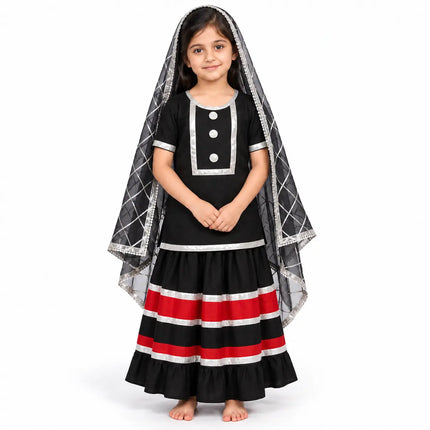 Kali/Taadka Lehenga Set – Black & Red Fancy Dress Costume fancydresswale.com