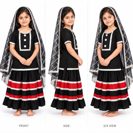 Kali/Taadka Lehenga Set – Black & Red Fancy Dress Costume fancydresswale.com