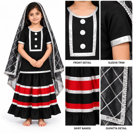 Kali/Taadka Lehenga Set – Black & Red Fancy Dress Costume fancydresswale.com