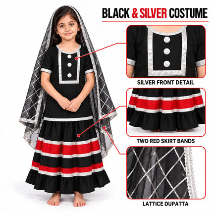 Kali/Taadka Lehenga Set – Black & Red Fancy Dress Costume fancydresswale.com