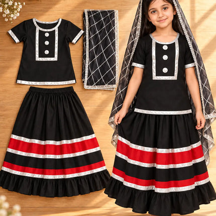 Kali/Taadka Lehenga Set – Black & Red Fancy Dress Costume fancydresswale.com