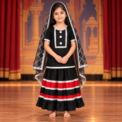 Kali/Taadka Lehenga Set – Black & Red Fancy Dress Costume fancydresswale.com
