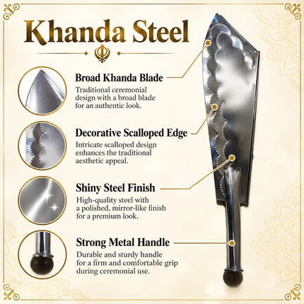 Khanda Steel Costume Prop for Fancy Dress & Ramleela fancydresswale.com