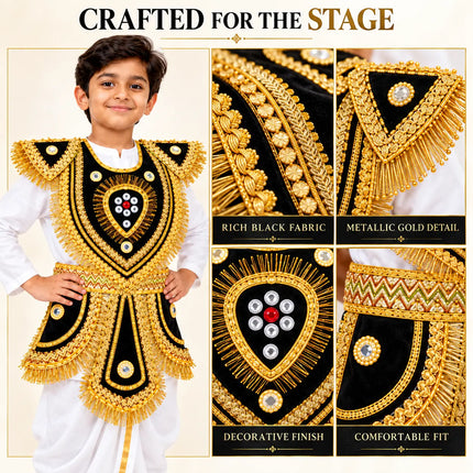 Kids Black Kavach Warrior Costume Set - Traditional Mythological Fancy Dress Fancydresswale.com