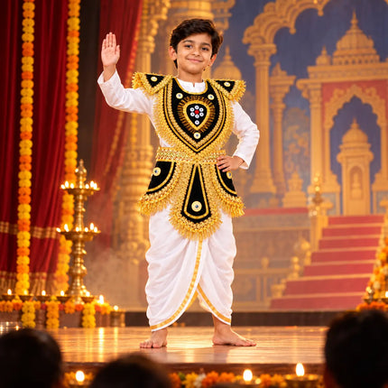 Kids Black Kavach Warrior Costume Set - Traditional Mythological Fancy Dress Fancydresswale.com