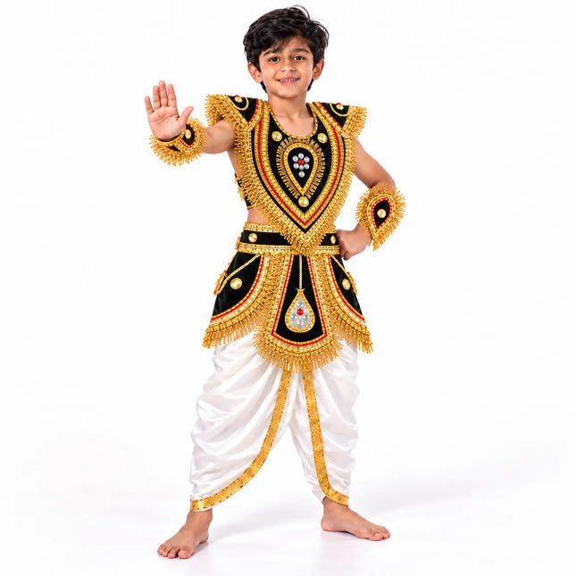 Kids Black Kavach Warrior Costume Set - Traditional Mythological Fancy Dress Fancydresswale.com