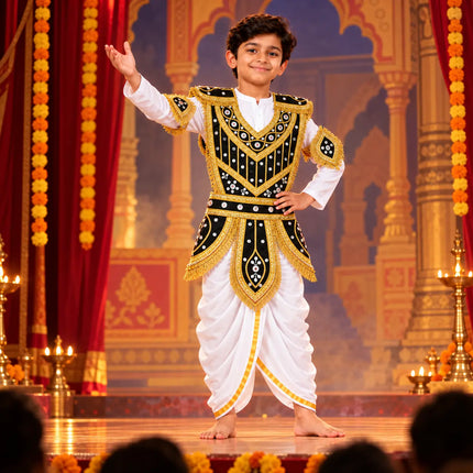 Kids Black & Gold Kavach - Mythological Warrior Fancy Dress fancydresswale.com