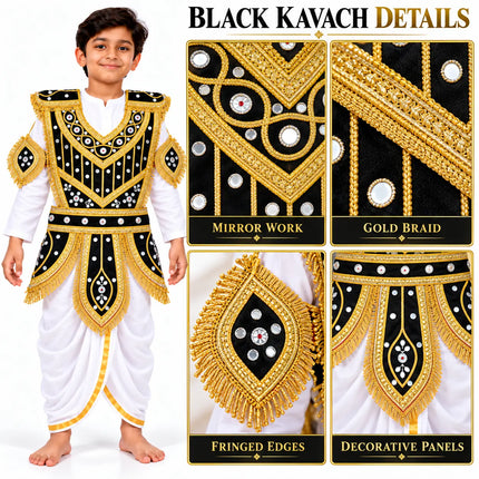 Kids Black & Gold Kavach - Mythological Warrior Fancy Dress fancydresswale.com