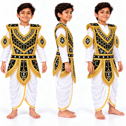 Kids Black & Gold Kavach - Mythological Warrior Fancy Dress fancydresswale.com