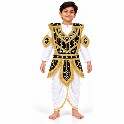 Kids Black & Gold Kavach - Mythological Warrior Fancy Dress fancydresswale.com