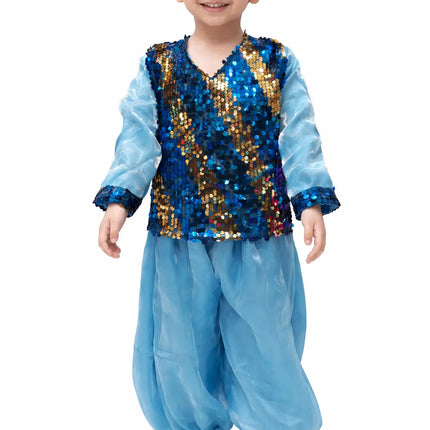 Kids Blue Sequin Dhoti Kurta western dance dress Costume | Boys Party Wear & Dance Dress for School Functions Fancydresswale.com