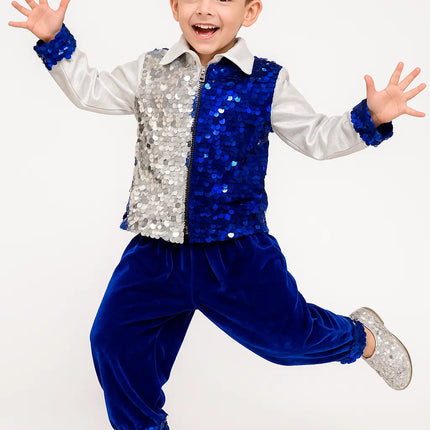 Kids Blue & Silver Sequin Dance Costume – Stage Performance & Fancy Dress Outfit Fancydresswale.com