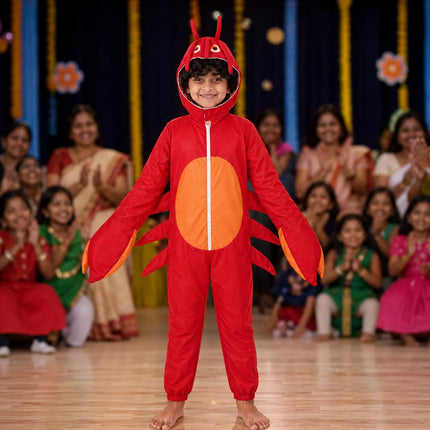 Kids Crab Fancy Dress Costume – Cute Red Sea Animal Jumpsuit with Attached Hood fancydresswale.com
