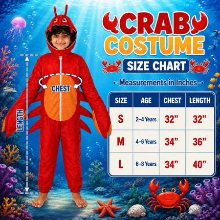 Kids Crab Fancy Dress Costume – Cute Red Sea Animal Jumpsuit with Attached Hood fancydresswale.com