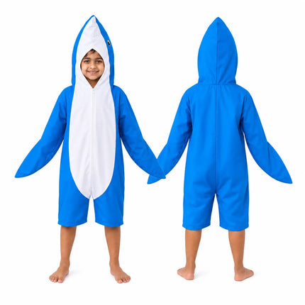 Kids Dolphin Fancy Dress Costume – Cute Ocean Sea Animal Jumpsuit with Attached Hood fancydresswale.com