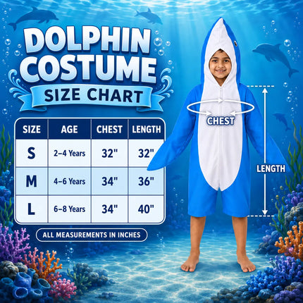 Kids Dolphin Fancy Dress Costume – Cute Ocean Sea Animal Jumpsuit with Attached Hood fancydresswale.com