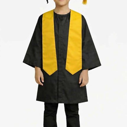 Kids Graduation Costume Set – Black Convocation Gown with Cap & Yellow Stole | School Graduation Dress for Boys & Girls | Fancy Dress Costume (3-8 Years) Fancydresswale