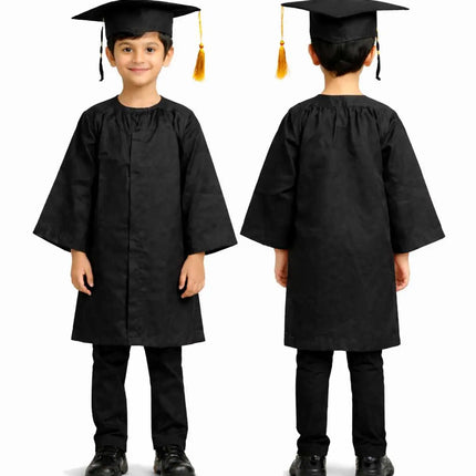 Kids Graduation Costume Set – Black Convocation Gown with Cap & Yellow Stole | School Graduation Dress for Boys & Girls | Fancy Dress Costume (3-8 Years) Fancydresswale