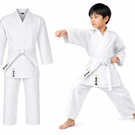 Kids Karate Uniform (Gi) Set with White Belt | Training Martial Arts Dress for Boys & Girls | Soft Breathable Fabric | Age 4–15 Years fancydresswale.com