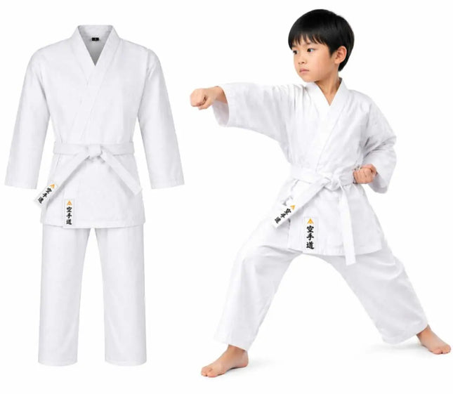 Kids Karate Uniform (Gi) Set with White Belt | Training Martial Arts Dress for Boys & Girls | Soft Breathable Fabric | Age 4–15 Years fancydresswale.com