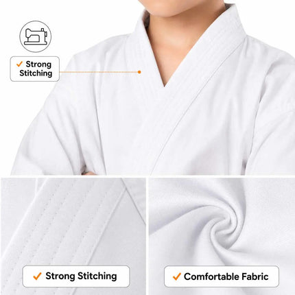 Kids Karate Uniform (Gi) Set with White Belt | Training Martial Arts Dress for Boys & Girls | Soft Breathable Fabric | Age 4–15 Years fancydresswale.com