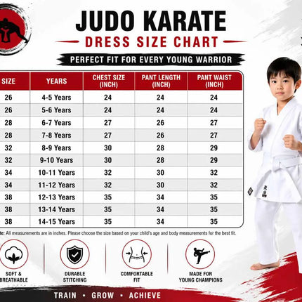 Kids Karate Uniform (Gi) Set with White Belt | Training Martial Arts Dress for Boys & Girls | Soft Breathable Fabric | Age 4–15 Years fancydresswale.com