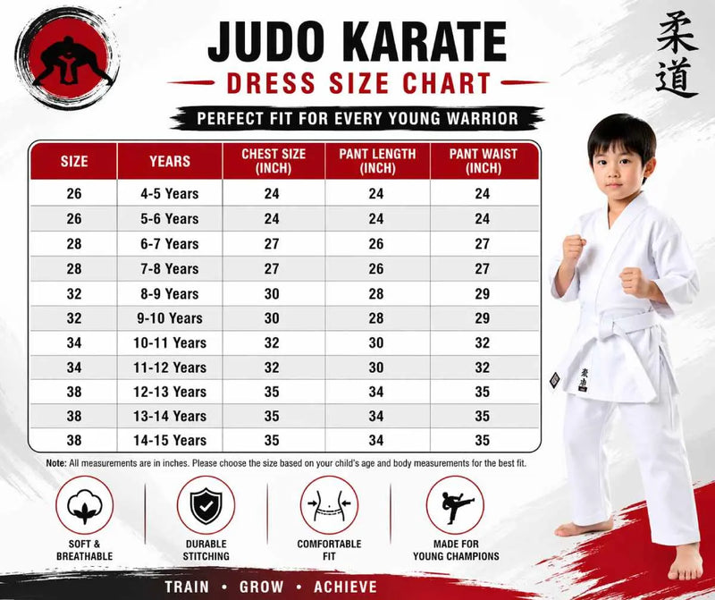 Kids Karate Uniform (Gi) Set with White Belt | Training Martial Arts Dress for Boys & Girls | Soft Breathable Fabric | Age 4–15 Years fancydresswale.com