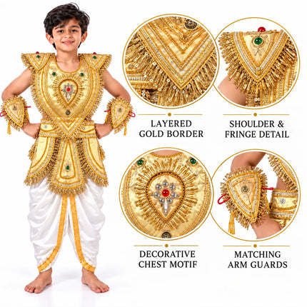 Kids Kavach & Dhoti Costume Set (4–7 Years) - Gold or Silver fancydresswale.com