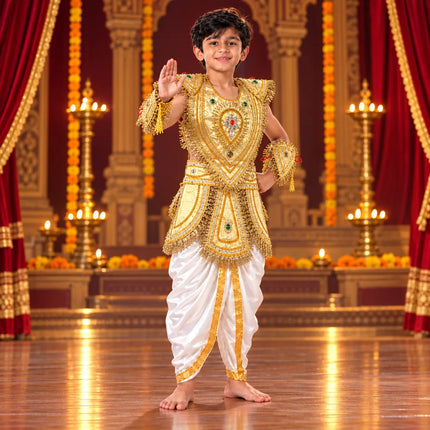 Kids Kavach & Dhoti Costume Set (4–7 Years) - Gold or Silver fancydresswale.com