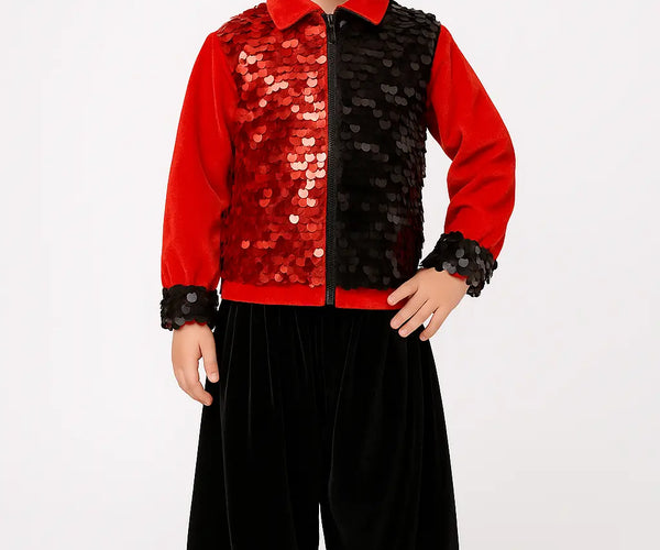 red and black dance dress Western Dress Dance Kids Red & Black Sequin