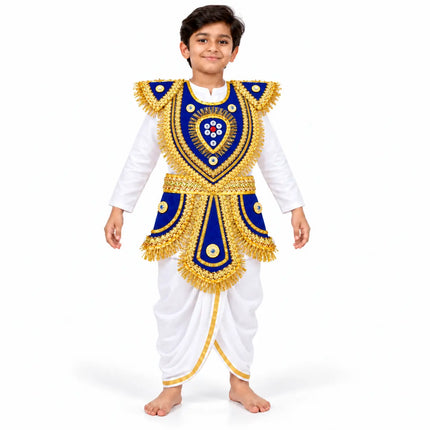 Kids Royal Blue Kavach Warrior Costume Set - Traditional Mythological Fancy Dress Fancydresswale.com