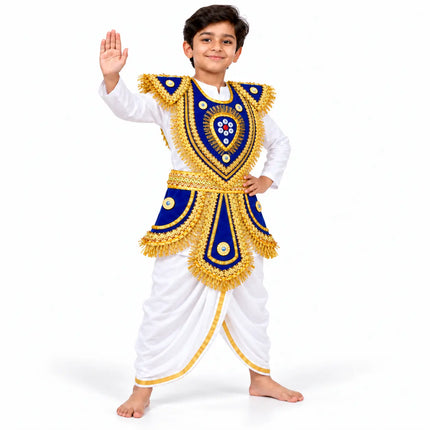 Kids Royal Blue Kavach Warrior Costume Set - Traditional Mythological Fancy Dress Fancydresswale.com