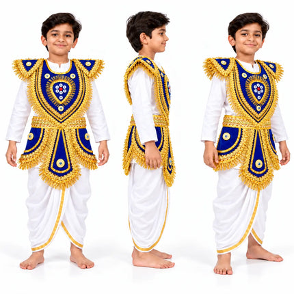 Kids Royal Blue Kavach Warrior Costume Set - Traditional Mythological Fancy Dress Fancydresswale.com