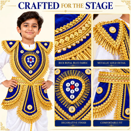 Kids Royal Blue Kavach Warrior Costume Set - Traditional Mythological Fancy Dress Fancydresswale.com