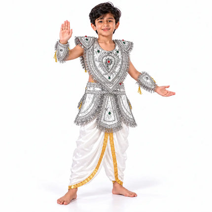 Kids Silver Kavach & Dhoti Costume Set (4–7 Years) fancydresswale.com