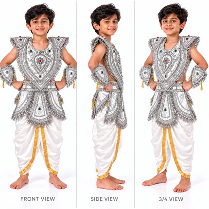 Kids Silver Kavach & Dhoti Costume Set (4–7 Years) fancydresswale.com