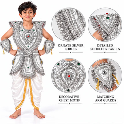 Kids Silver Kavach & Dhoti Costume Set (4–7 Years) fancydresswale.com