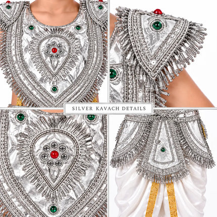 Kids Silver Kavach & Dhoti Costume Set (4–7 Years) fancydresswale.com