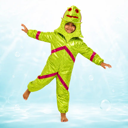 Kids Starfish Fancy Dress Costume – Cute Yellow & Red Sea Animal Jumpsuit with Attached Hood fancydresswale.com