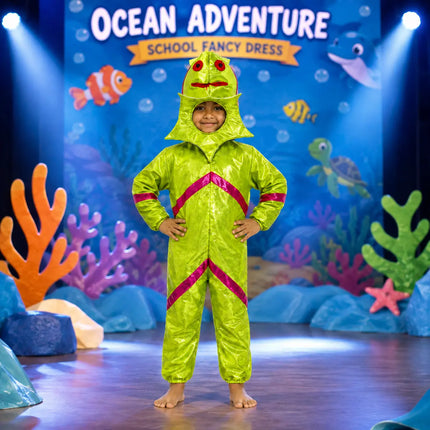 Kids Starfish Fancy Dress Costume – Cute Yellow & Red Sea Animal Jumpsuit with Attached Hood fancydresswale.com