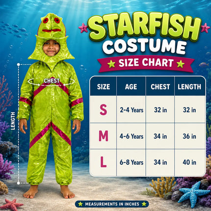 Kids Starfish Fancy Dress Costume – Cute Yellow & Red Sea Animal Jumpsuit with Attached Hood fancydresswale.com