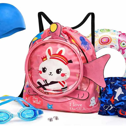 Kids Swimming Kit Set (3–8 Years) – Swim Bag with Cap, Goggles, Shorts & Inflatable Ring – Beach & Pool Combo Pack fancydresswale.com