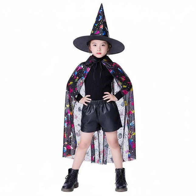 Kids Witch & Wizard Costume Set with Hat and Cape | Halloween Fancy Dress Cloak for Boys & Girls by FancyDressWale fancydresswale.com