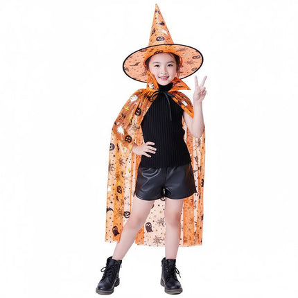Kids Witch & Wizard Costume Set with Hat and Cape | Halloween Fancy Dress Cloak for Boys & Girls by FancyDressWale fancydresswale.com