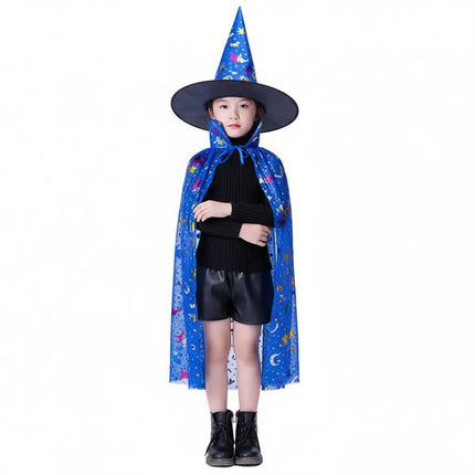 Kids Witch & Wizard Costume Set with Hat and Cape | Halloween Fancy Dress Cloak for Boys & Girls by FancyDressWale fancydresswale.com
