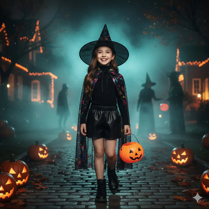 Kids Witch & Wizard Costume Set with Hat and Cape | Halloween Fancy Dress Cloak for Boys & Girls by FancyDressWale fancydresswale.com