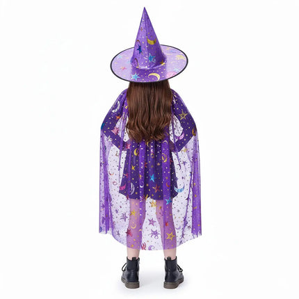 Kids Witch & Wizard Costume Set with Hat and Cape | Halloween Fancy Dress Cloak for Boys & Girls by FancyDressWale fancydresswale.com
