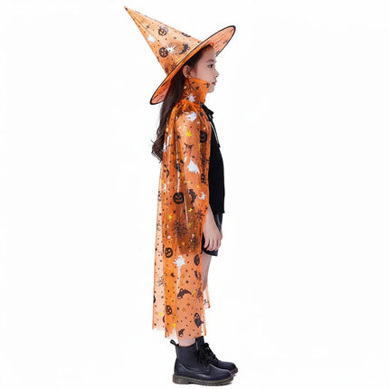 Kids Witch & Wizard Costume Set with Hat and Cape | Halloween Fancy Dress Cloak for Boys & Girls by FancyDressWale fancydresswale.com