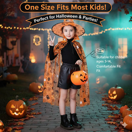 Kids Witch & Wizard Costume Set with Hat and Cape | Halloween Fancy Dress Cloak for Boys & Girls by FancyDressWale fancydresswale.com