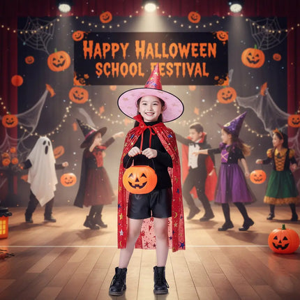Kids Witch & Wizard Costume Set with Hat and Cape | Halloween Fancy Dress Cloak for Boys & Girls by FancyDressWale fancydresswale.com